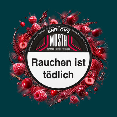 MustH Shisha Tabak Brri Ors 125g – Himbeere, Kirsche, Cranberry, Fruchtig, Süß