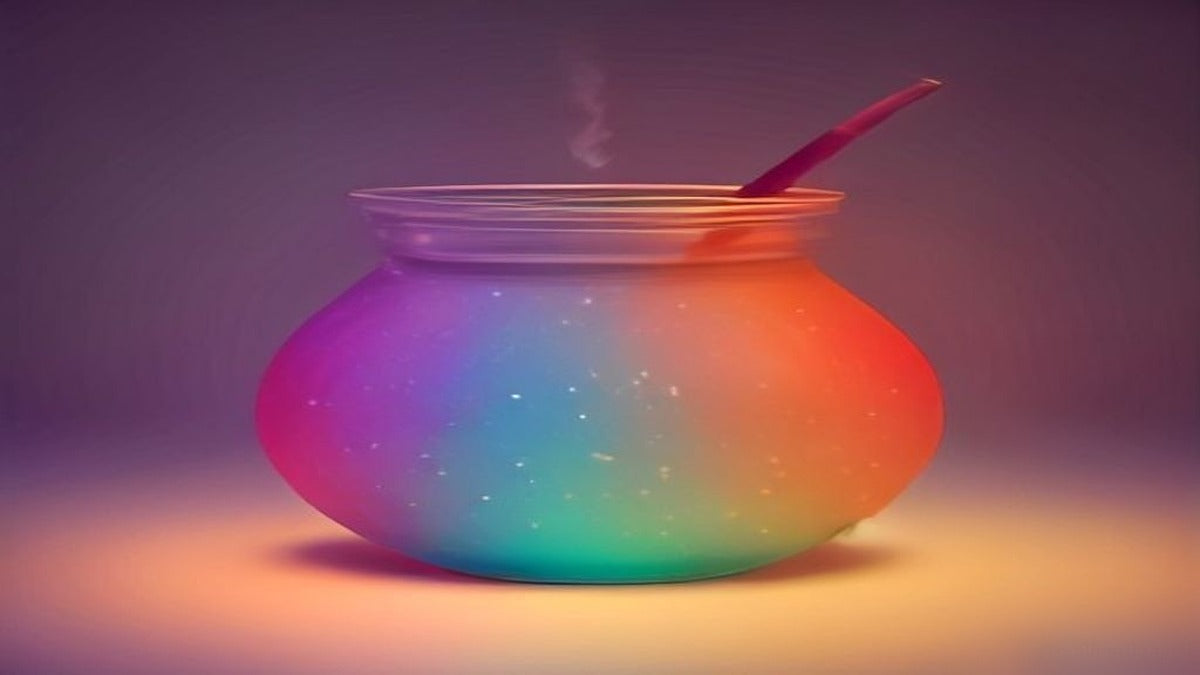 Shades Tobacco Sorten – Cartoon Illustration einer Shisha Bowl mit buntem Rauch