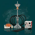 Mata Leon Apollo All In One Set – Komplettes Shisha-Bundle mit Apollo Shisha, Tonkopf inkl. AO Strainer Kaminaufsatz, 4 Silikonschläuche, 4 Mata Leon Alu Mundstücke, AO Blazer 1000W Kohleanzünder und Brennstoff Naturkohle