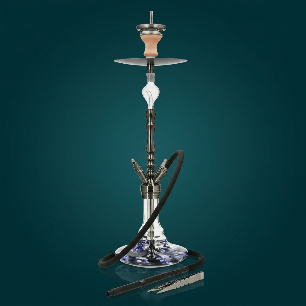 Invi Tesseract Shisha Gunmetal Blue Ice – Premium Edelstahl Shisha mit Blue Ice Bowl