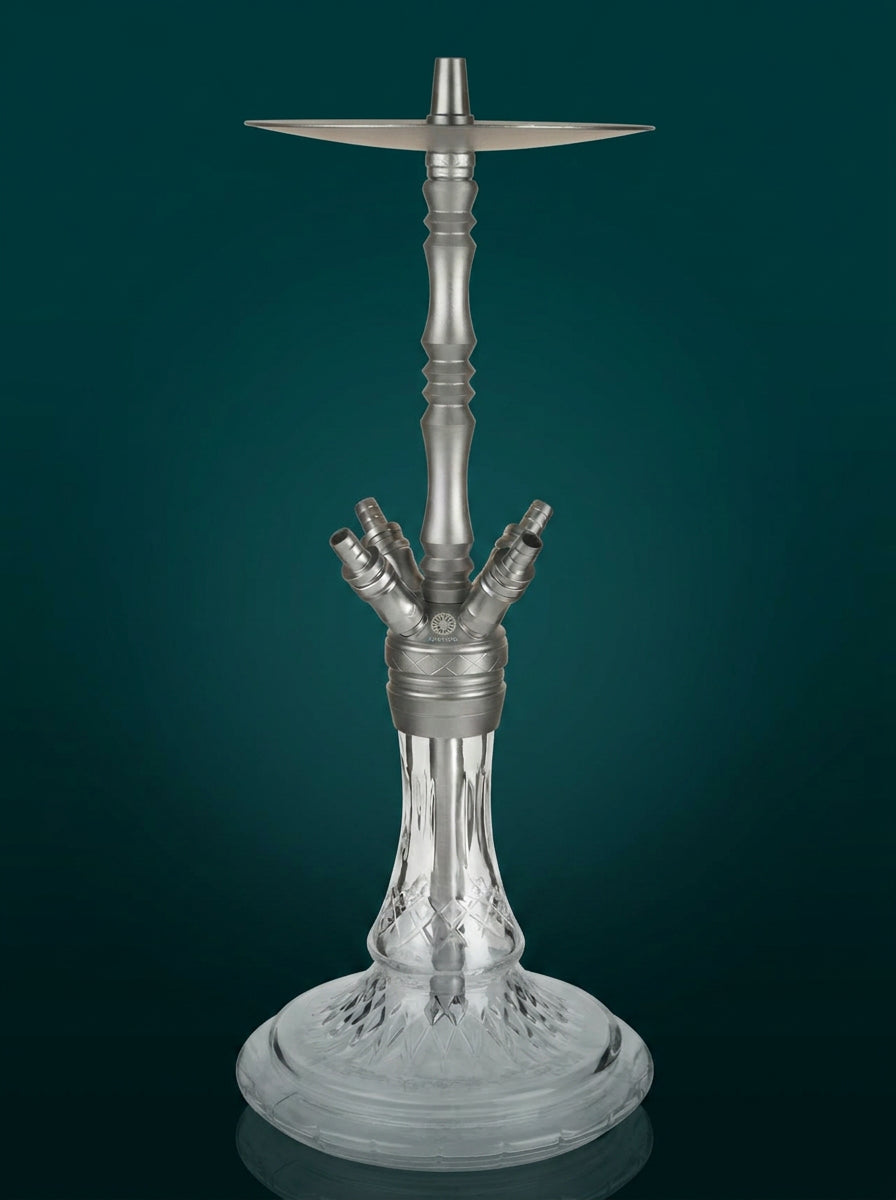 Mata Leon Sokro Silber Shisha mit Kristallglas-Bowl