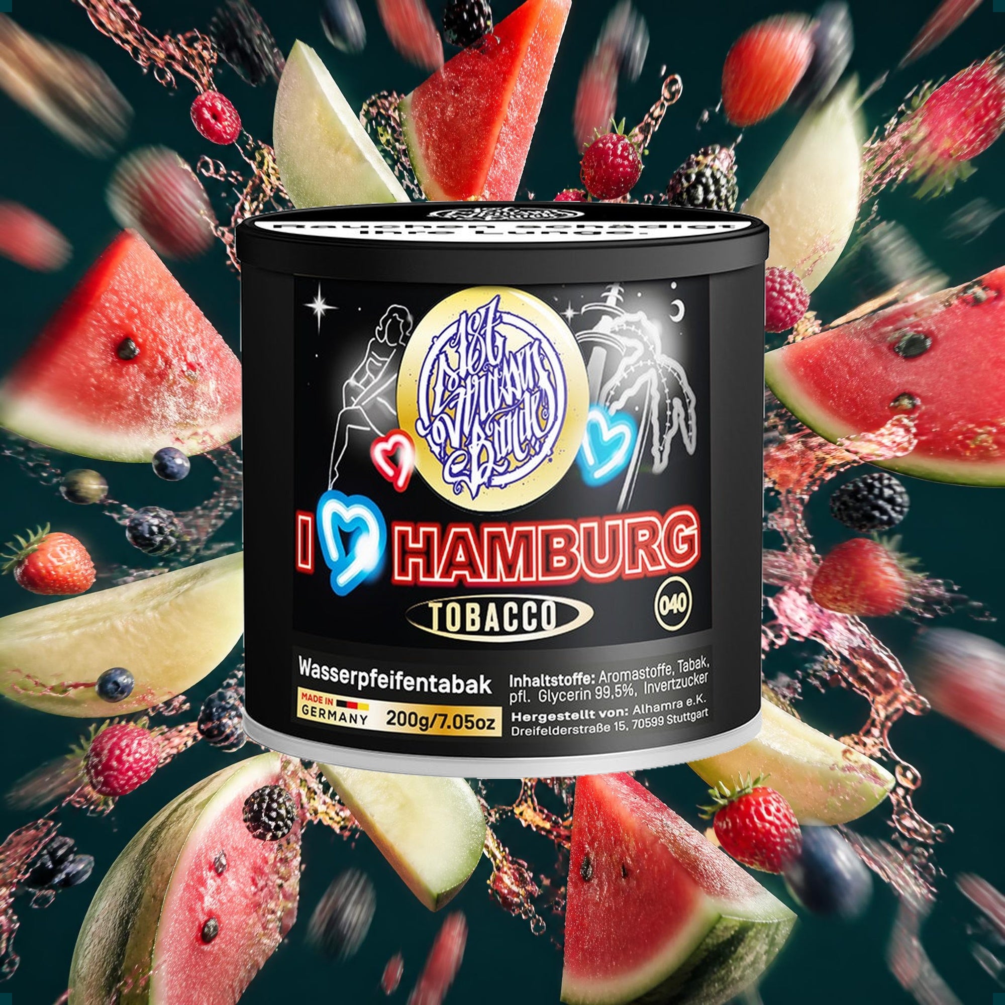 187 Strassenbande Shisha Tabak I Love Hamburg 200g – Wassermelone, Honigmelone, Beerenmix, Fruchtig