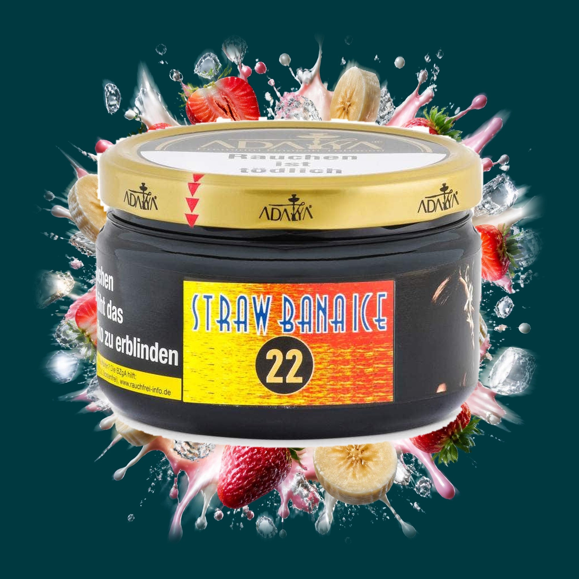 Adalya Shisha Tabak Straw Banana Ice 200g – Banane, Eis, Erdbeer, Frisch, Fruchtig, Kühl