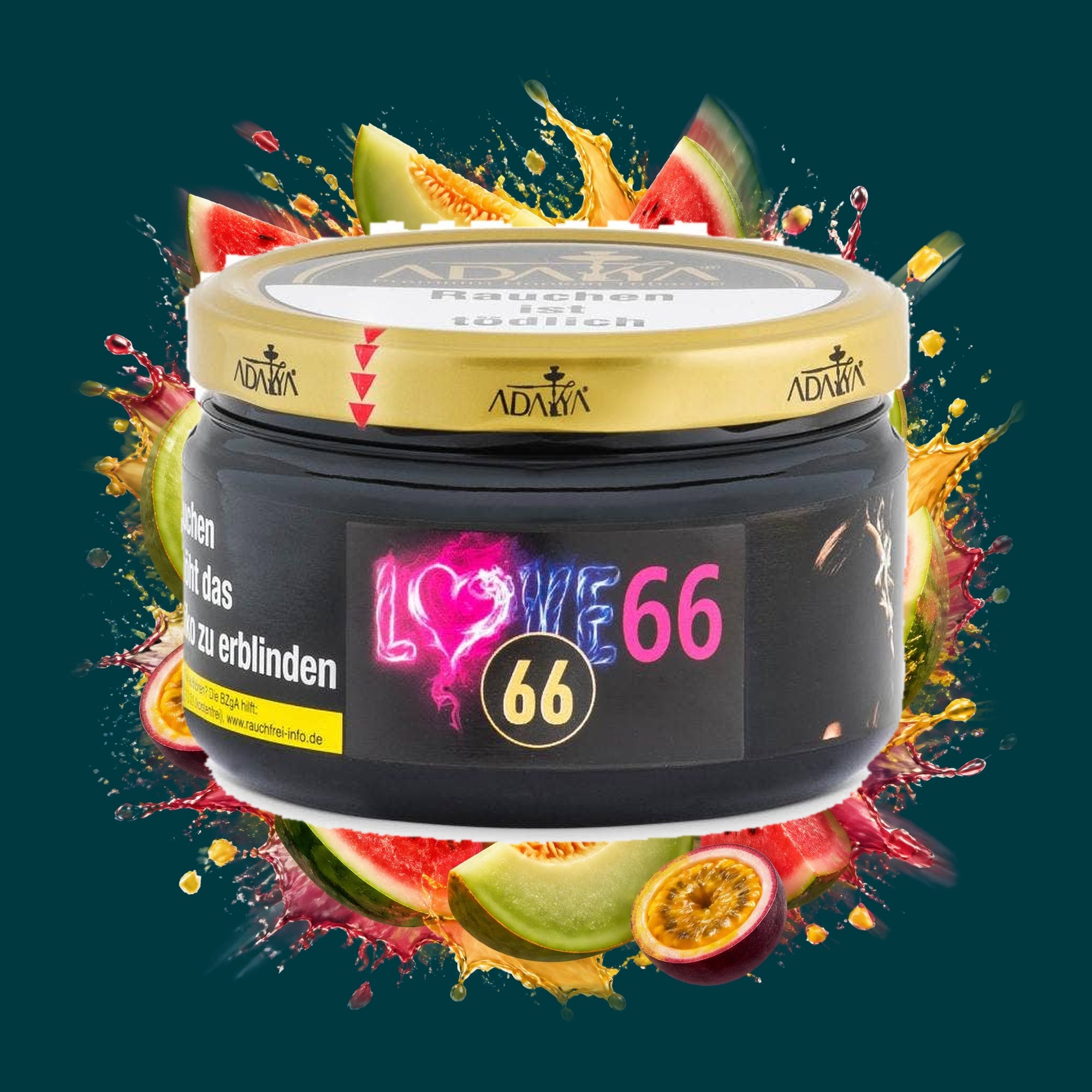 Adalya Shisha Tabak Love 66 200g – Maracuja, Honigmelone, Wassermelone, Fruchtig, Süß