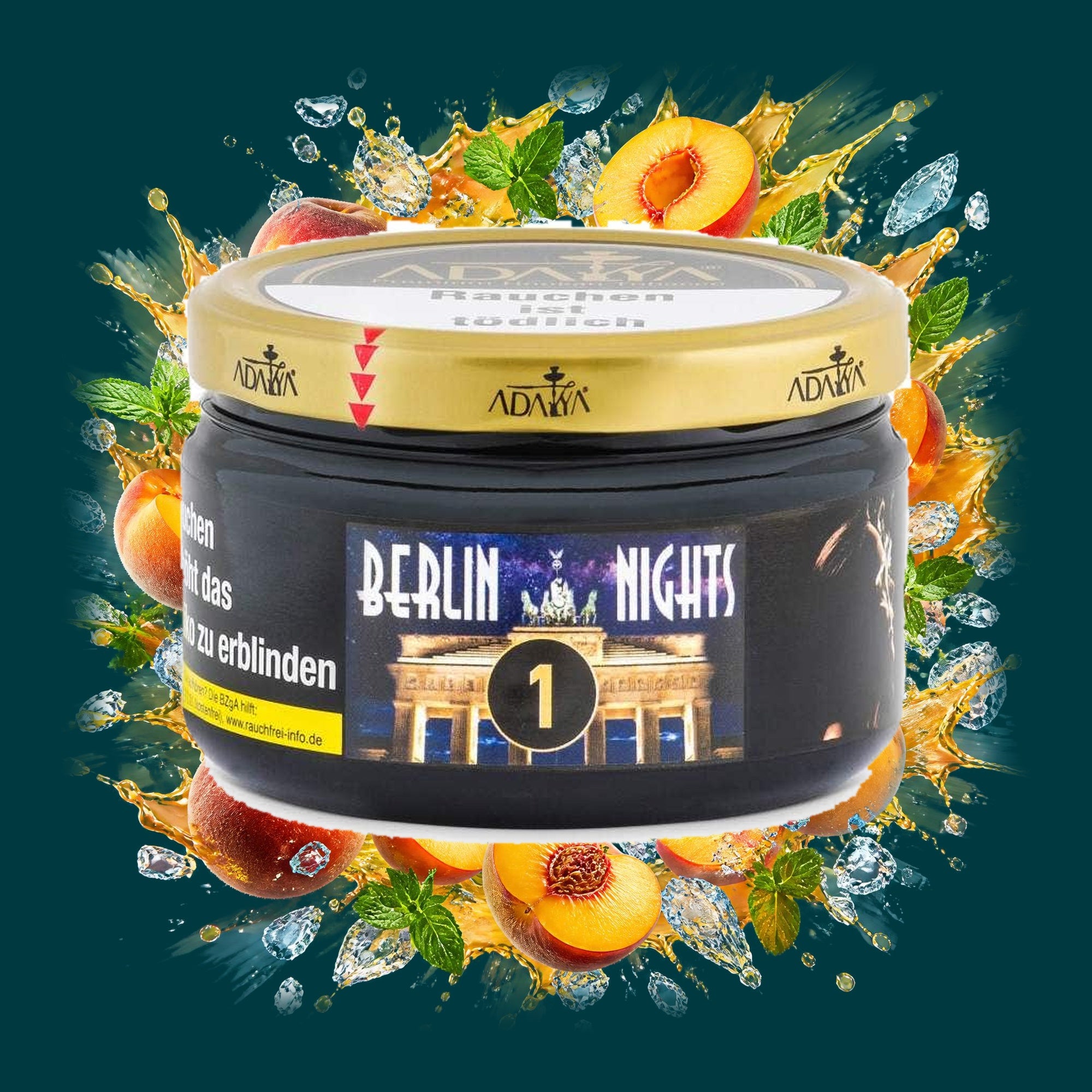 Adalya Shisha Tabak Berlin Nights 200g – Frisch, Fruchtig, Kühl, Minze, Pfirsich, Süß