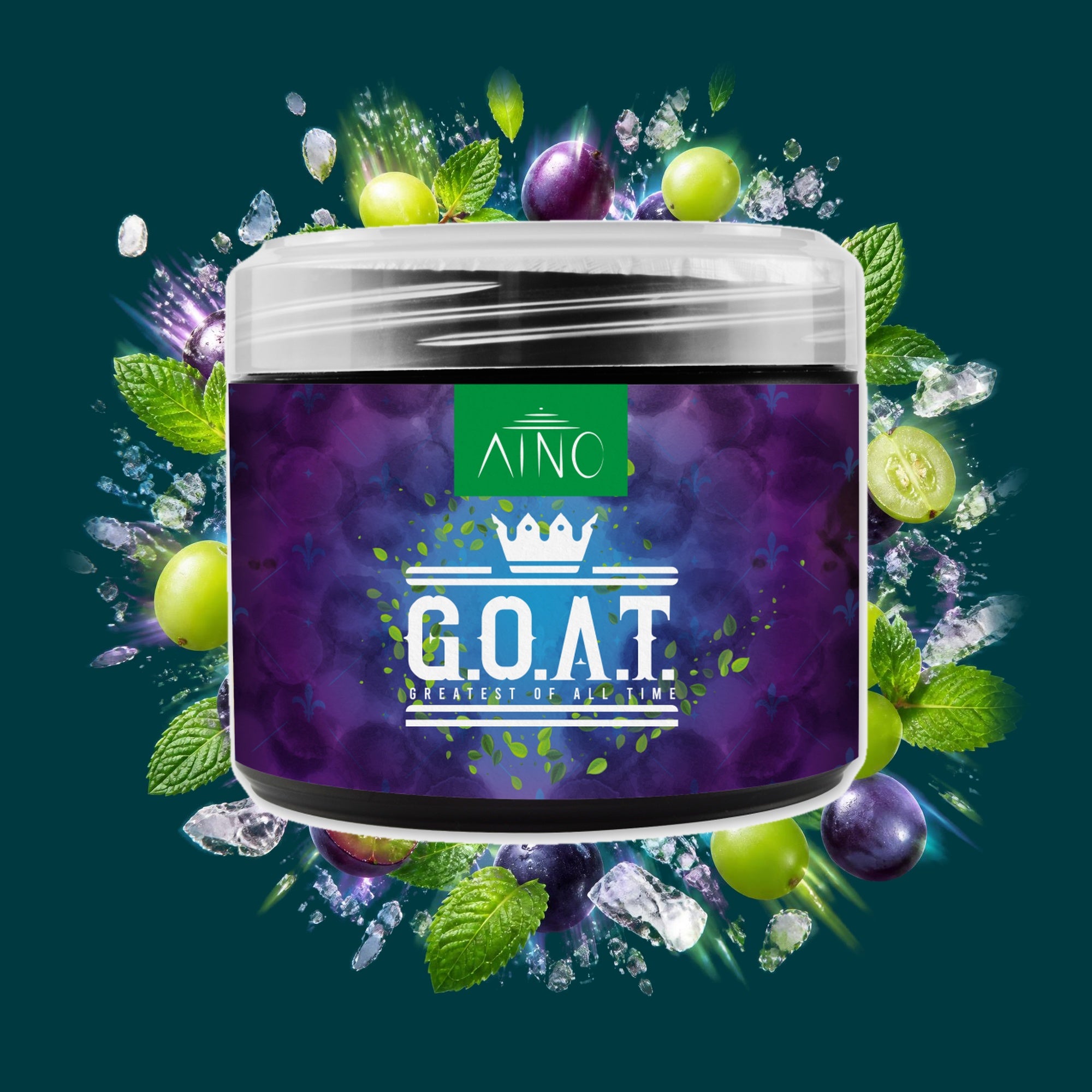 AINO Shisha Tabak G.O.A.T. 200g – Frisch, Fruchtig, Minze, Traube