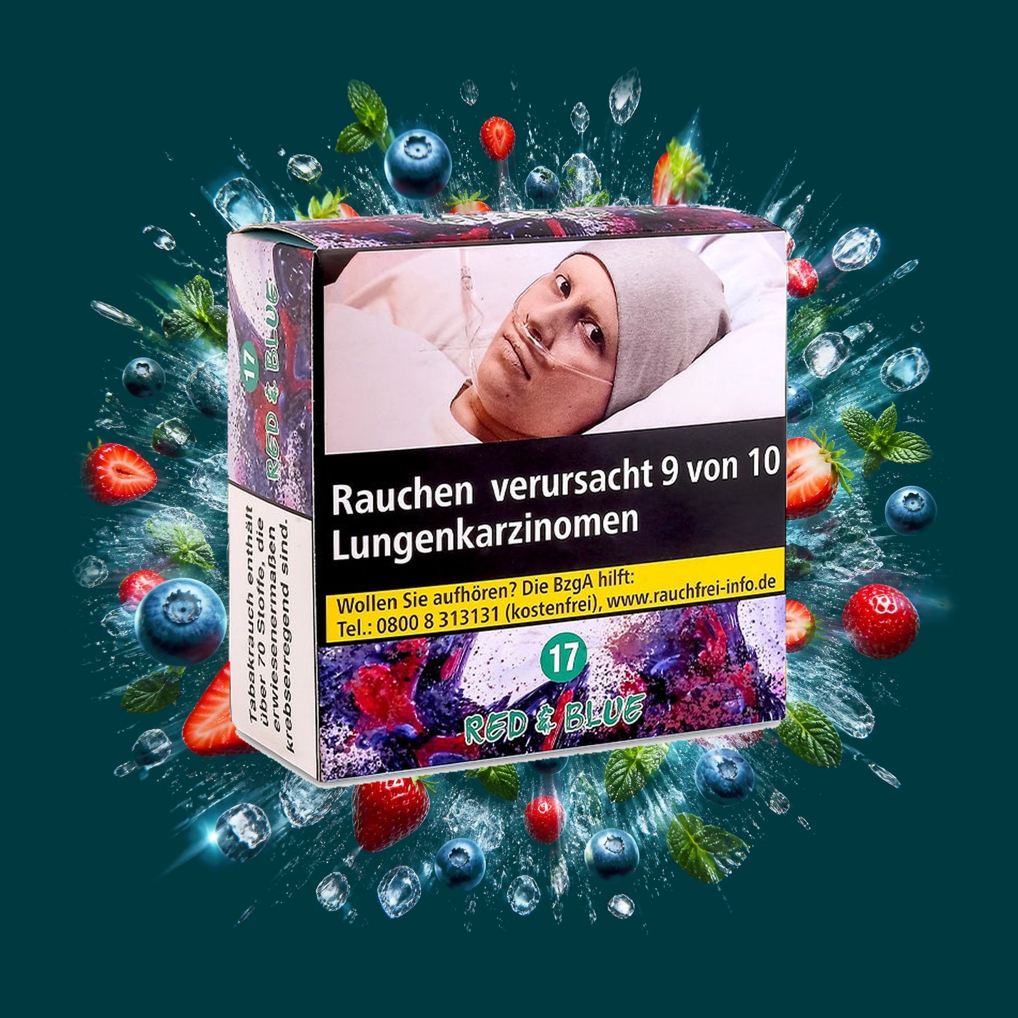 Aqua Mentha Shisha Tabak Red & Blue 200g – Beeren, Blaubeere, Erdbeer, Frisch, Fruchtig, Menthol