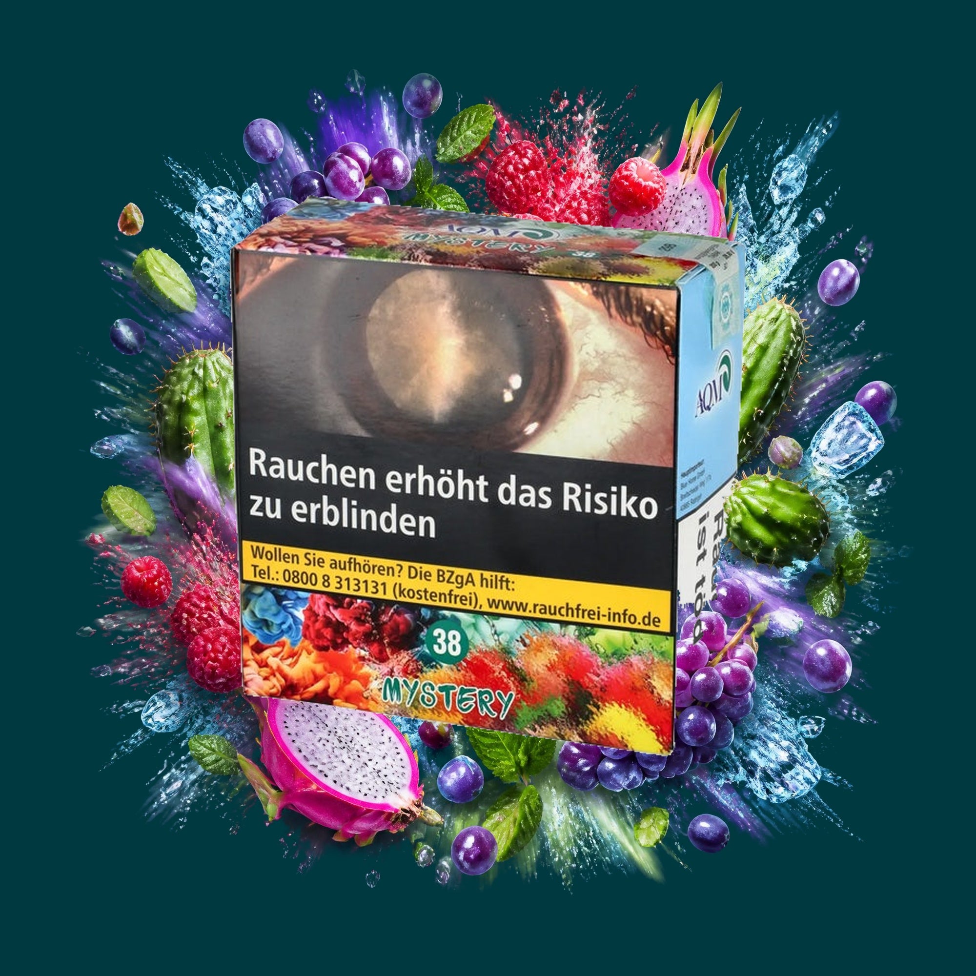Aqua Mentha Shisha Tabak Mystery 200g – Traube, Kaktus, Himbeere, Drachenfrucht, Menthol, Frisch