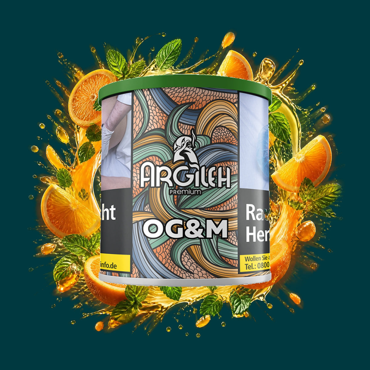 Argileh Shisha Tabak OG&M 200g – Citrus, Frisch, Fruchtig, Kühl, Mint, Minze, Orange