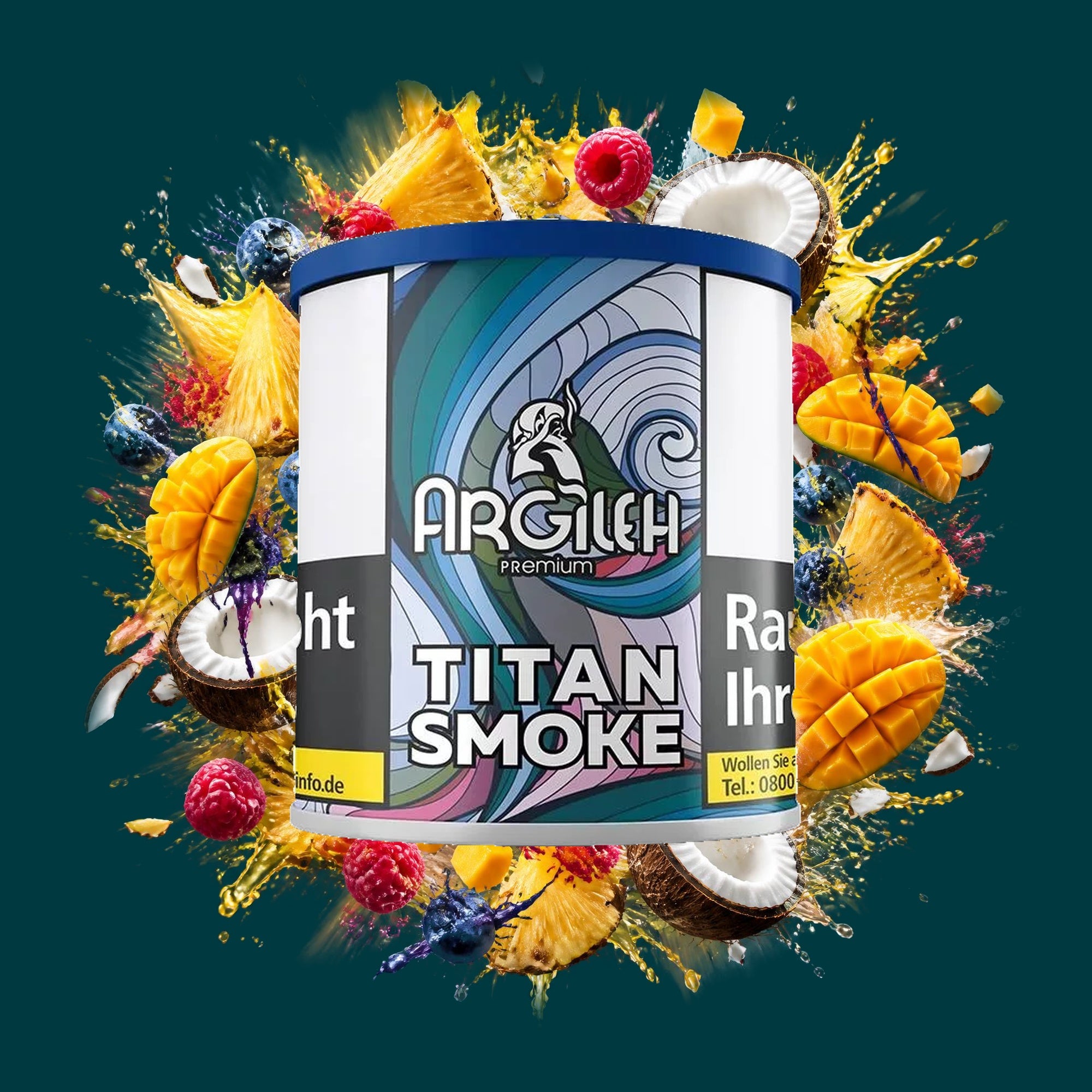 Argileh Shisha Tabak Titan Smoke 200g – Ananas, Blaubeere, Fruchtig, Himbeere, Kokos, Mango, Tropisch