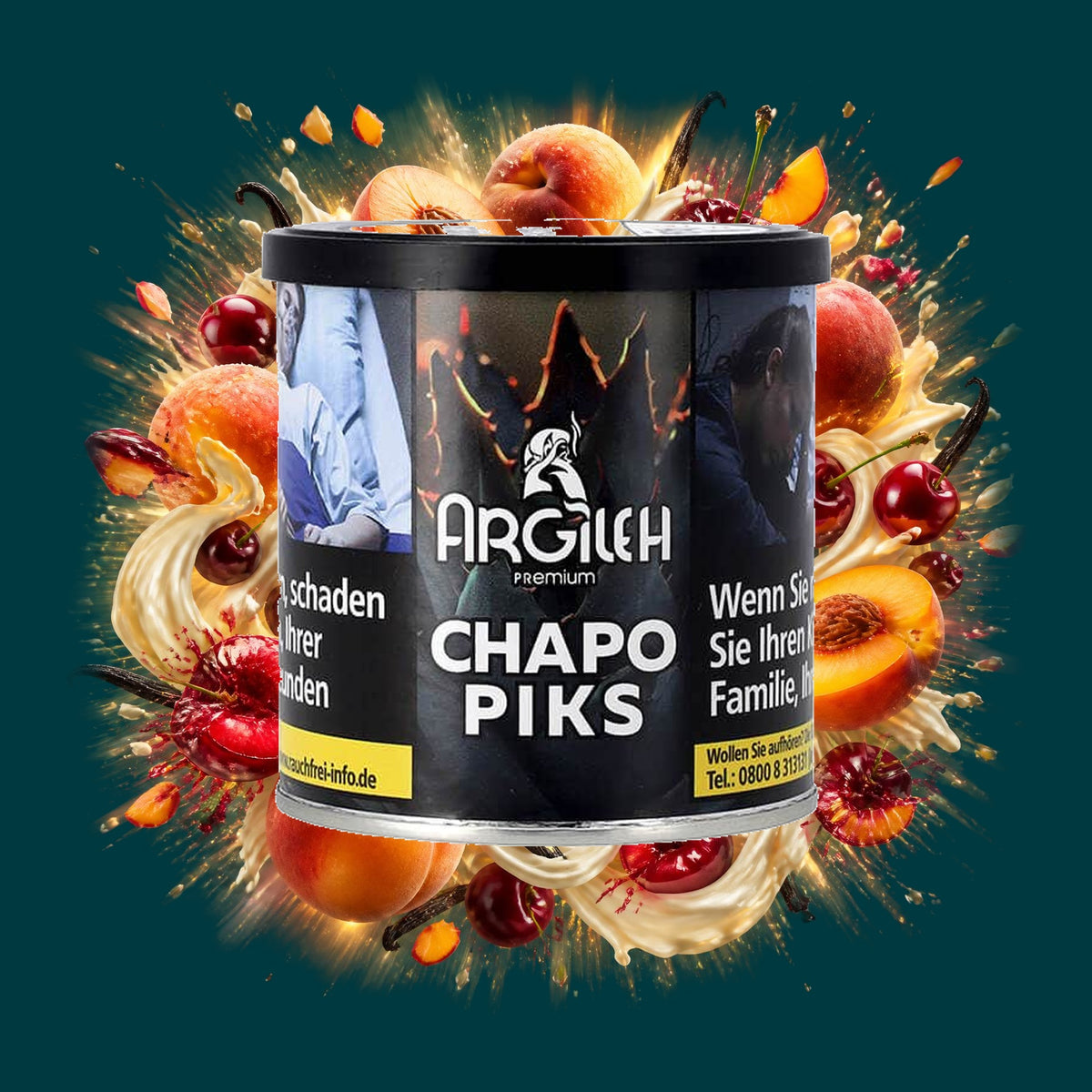 Argileh Tabak Chapo Piks 200g – Pfirsich, Kirsche, Vanille