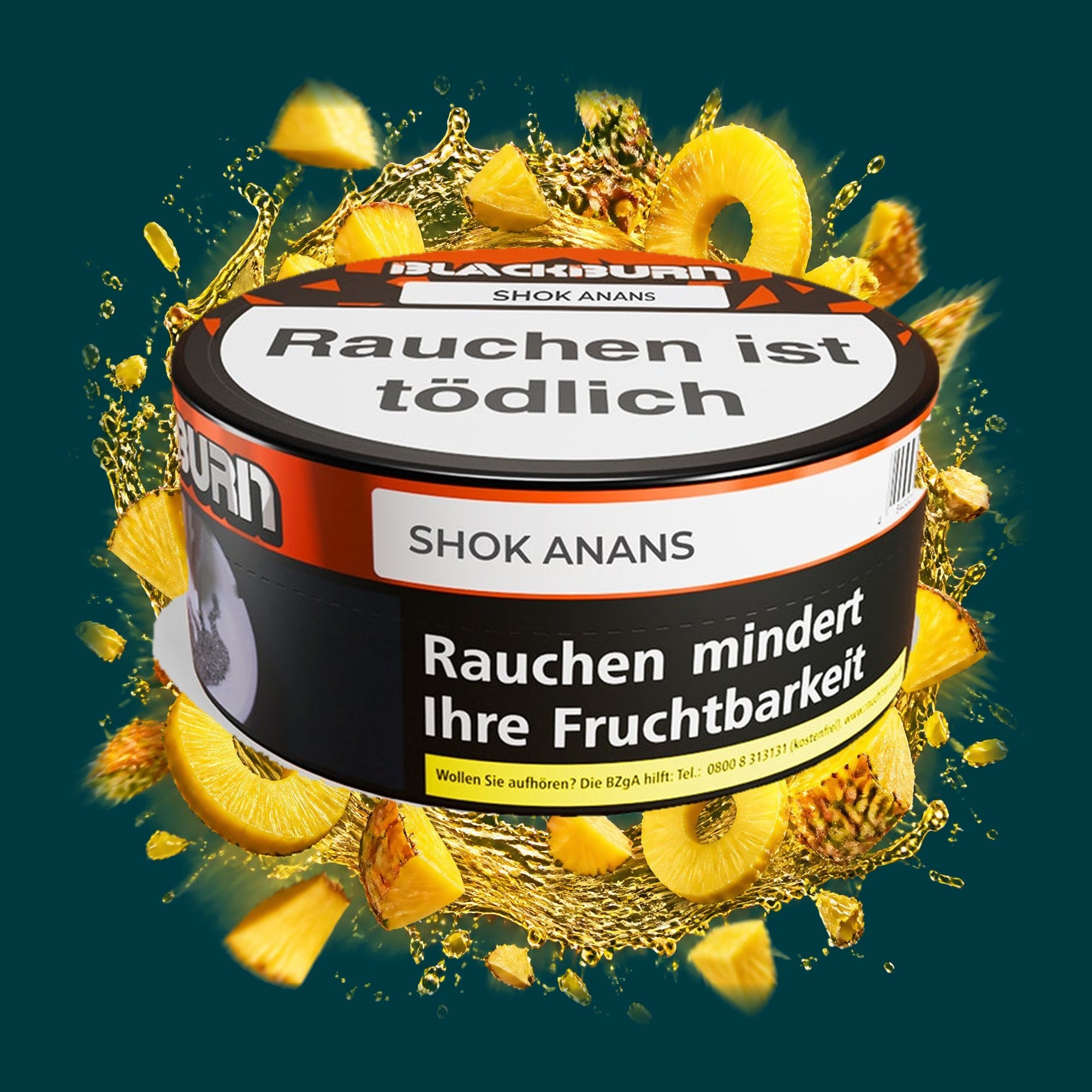 Blackburn Shisha Tabak Shok Anas 100g – Ananas, Fruchtig, Süß, Tropisch