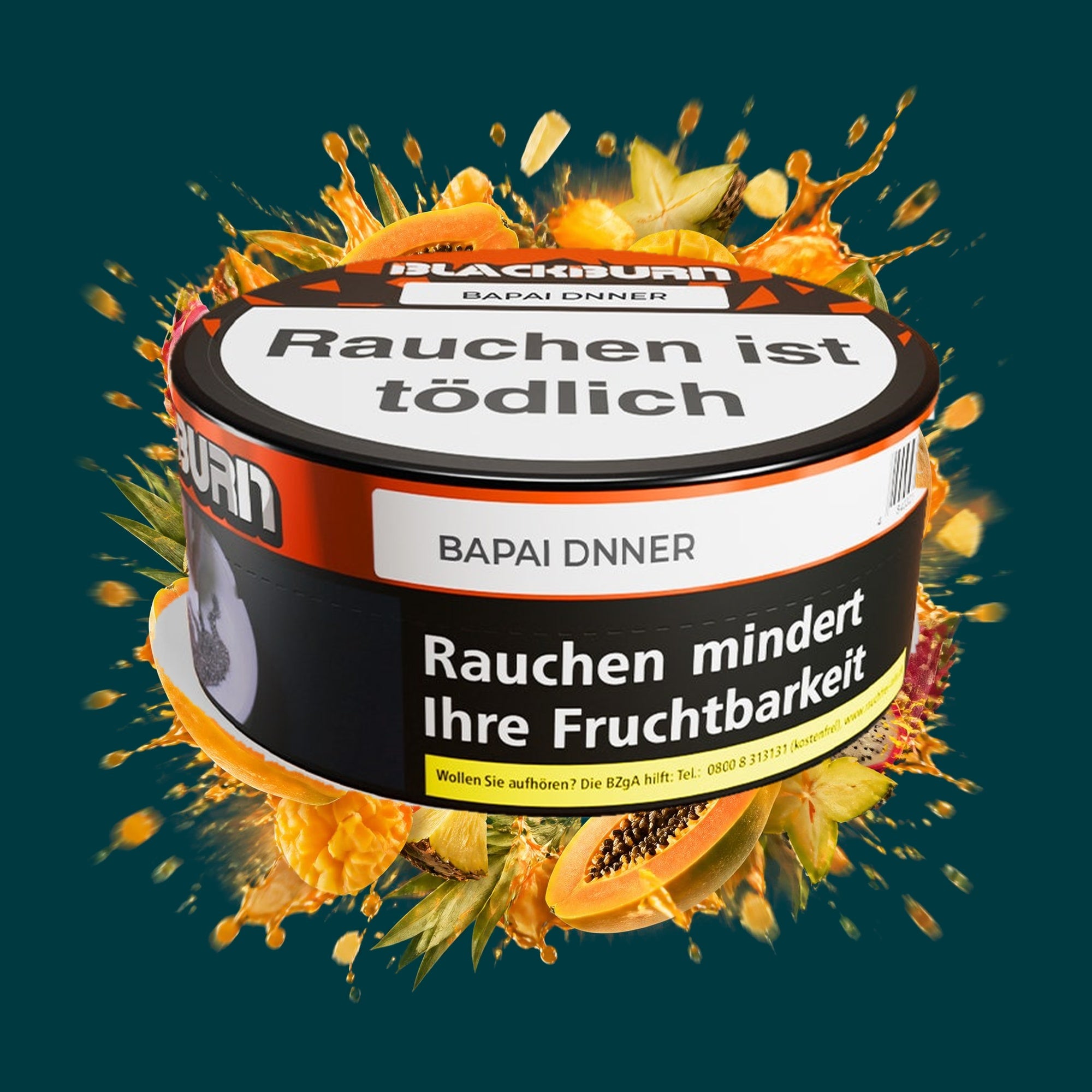 Blackburn Shisha Tabak Bapai Dnner 100g – Exotisch, Fruchtig, Papaya, Tropisch