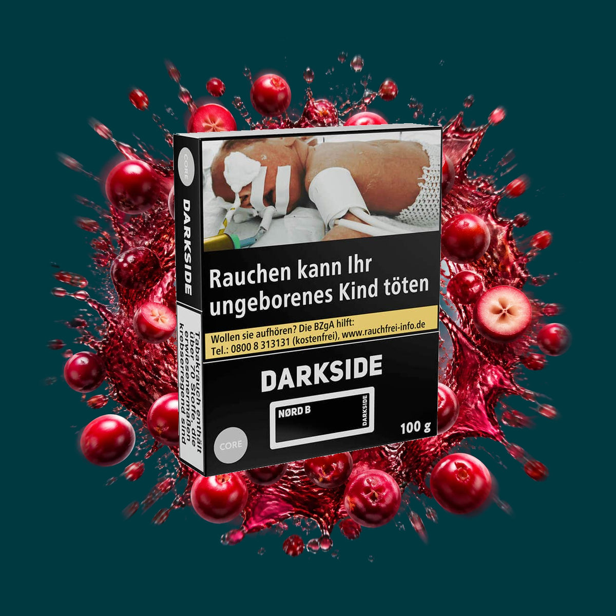 Darkside Shisha Tabak Core Nørdberry 100g – Cranberry, Fruchtig, Süß