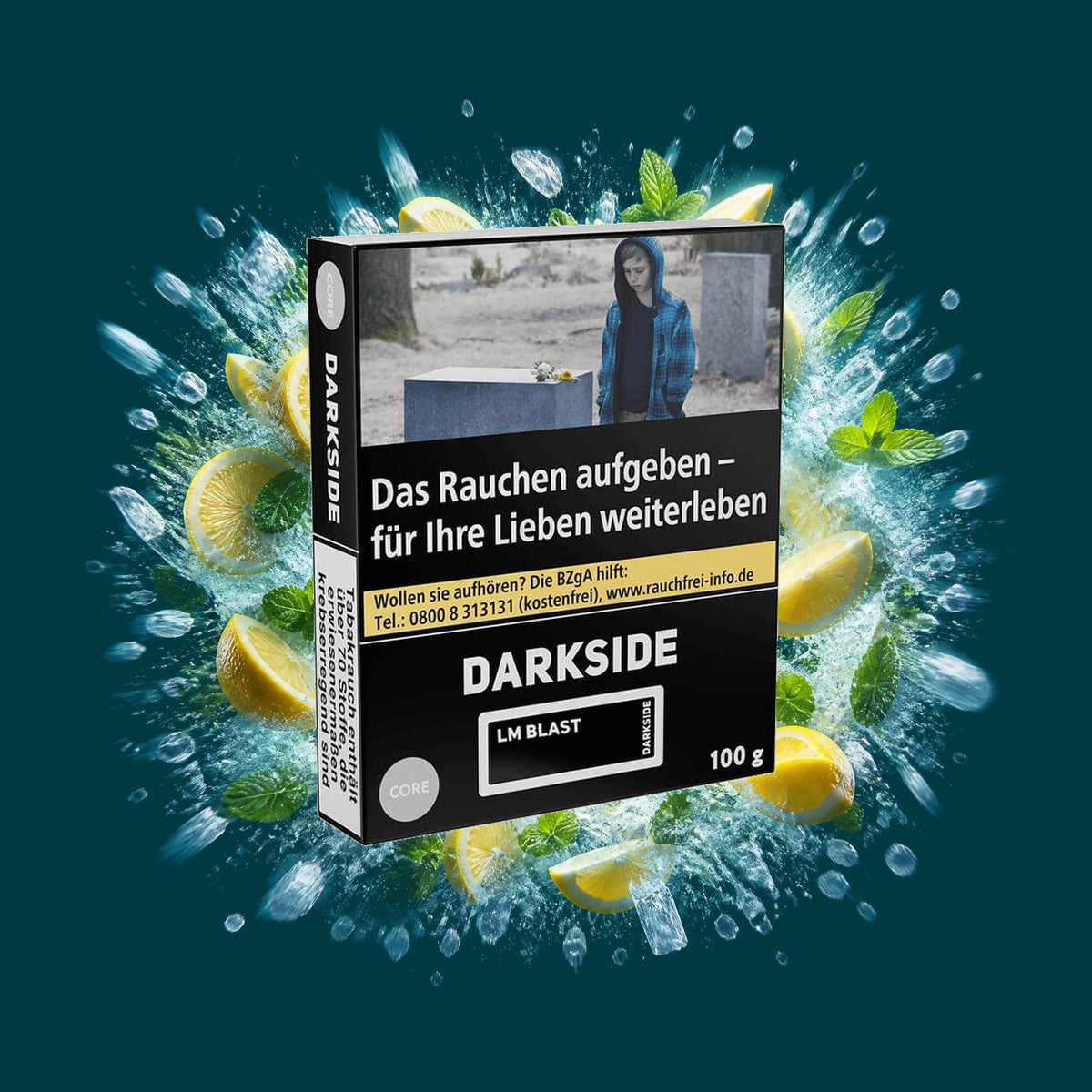 Darkside Shisha Tabak Core LM Blast 100g – Eis, Frisch, Fruchtig, Kühl, Minze, Zitrone