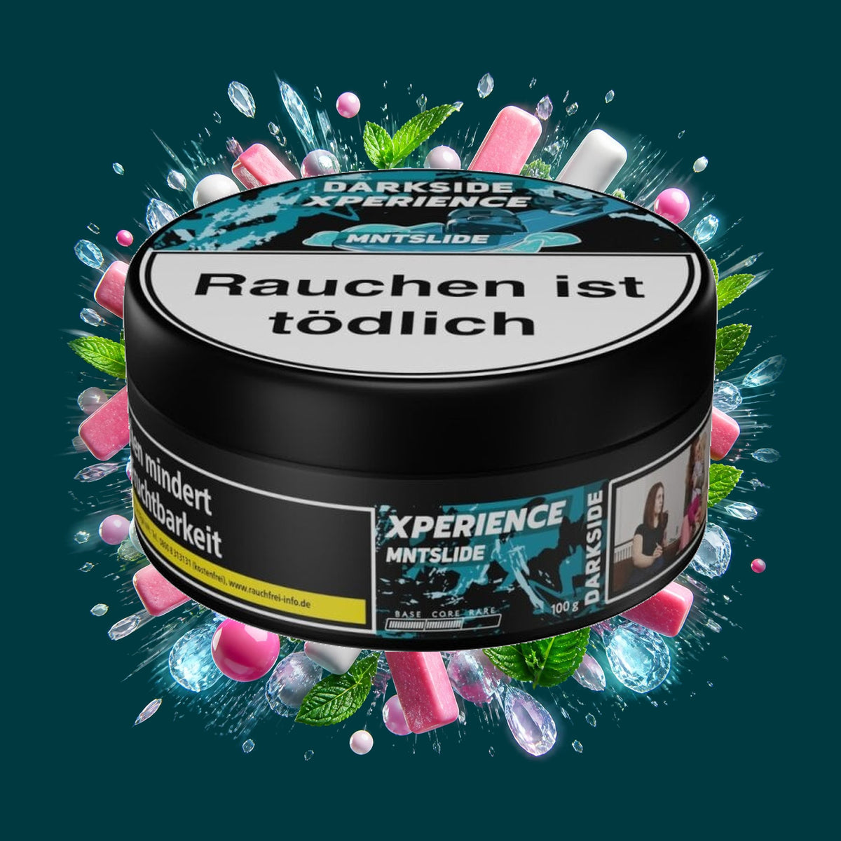 Darkside Shisha Tabak Xperience MNT Slide 100g – Kaugummi, Minze, Frisch, Kühl, Süß