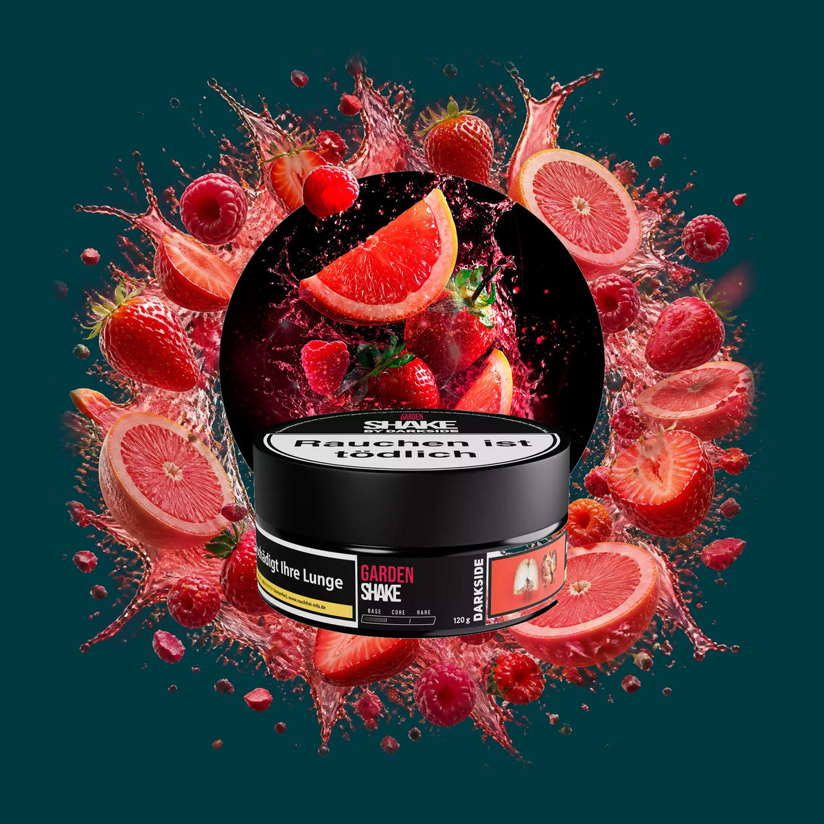 Darkside Shisha Tabak Shake Garden 120g – Erdbeer, Grapefruit, Himbeere, Fruchtig, Süß