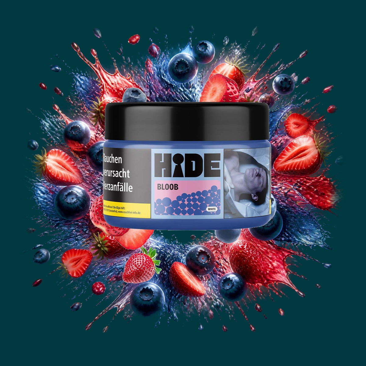Hide Shisha Tabak Bloob 200g – Erdbeer, Blaubeere, Fruchtig, Süß