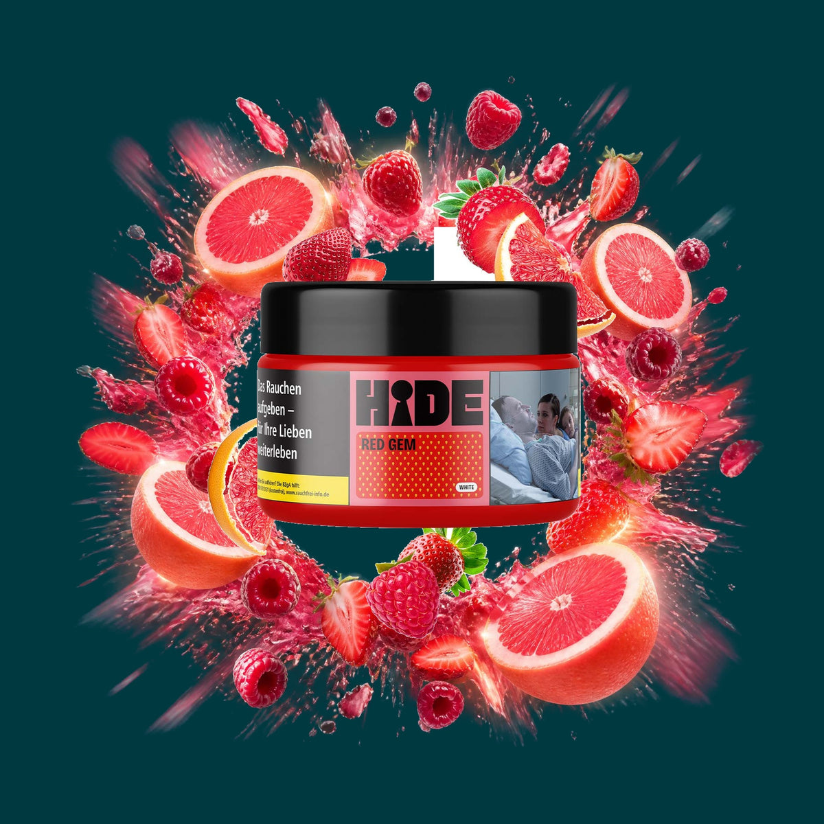 Hide Shisha Tabak Red Gem 200g – Grapefruit, Himbeere, Erdbeer, Fruchtig, Frisch