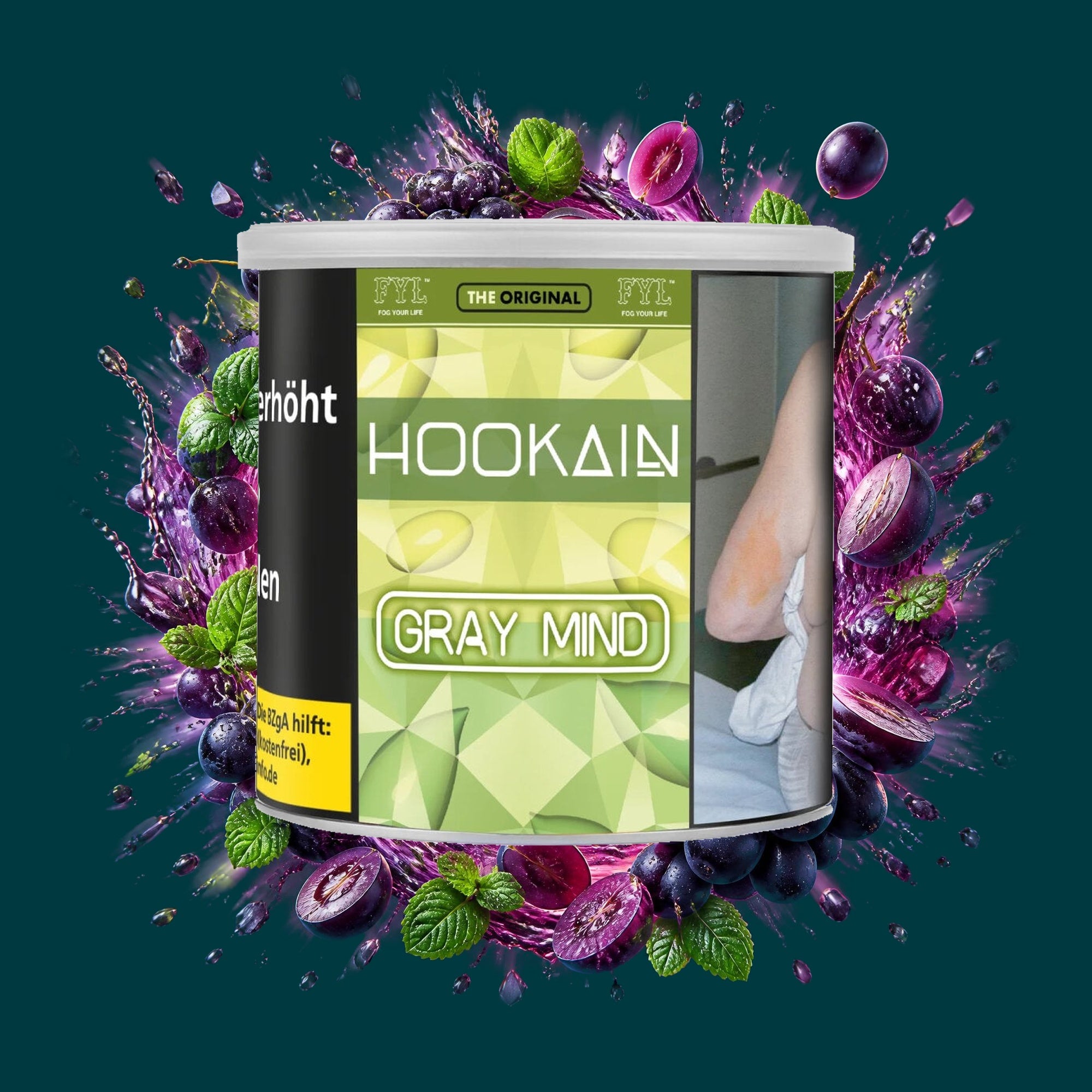 Hookain Shisha Tabak Gray Mind 200g – Minze, Traube, Frisch, Fruchtig