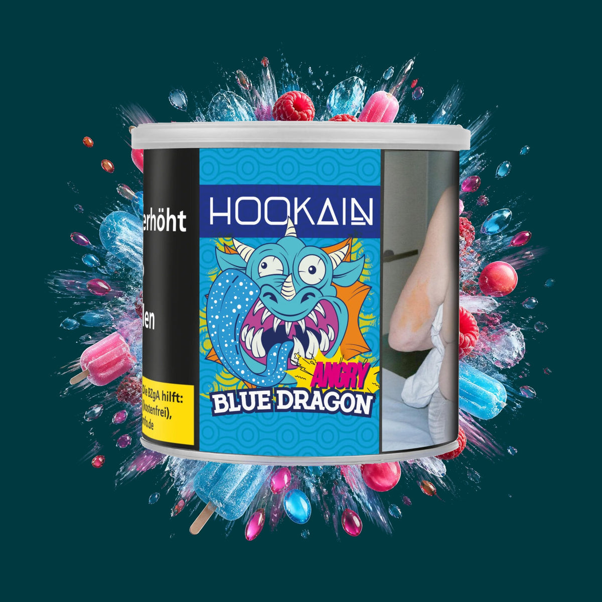 Hookain Shisha Tabak Angry Blue Dragon 200g – Himbeere, Ice, Bonbon, Fruchtig, Frisch