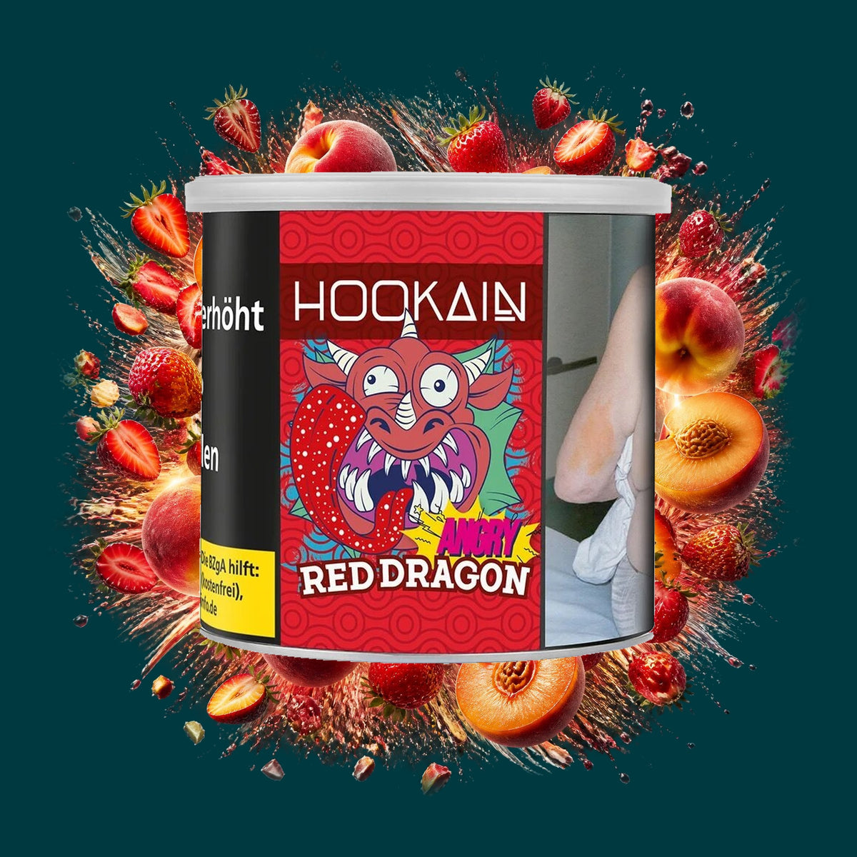 Hookain Shisha Tabak Angry Red Dragon 200g – Pfirsich, Erdbeer, Fruchtig, Süß