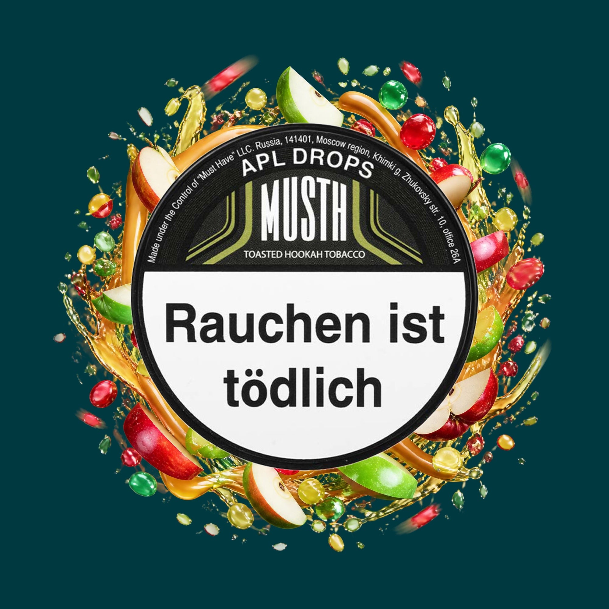 MustH Shisha Tabak Apl Drops 125g – Apfel, Bonbon, Fruchtig, Karamell, Süß