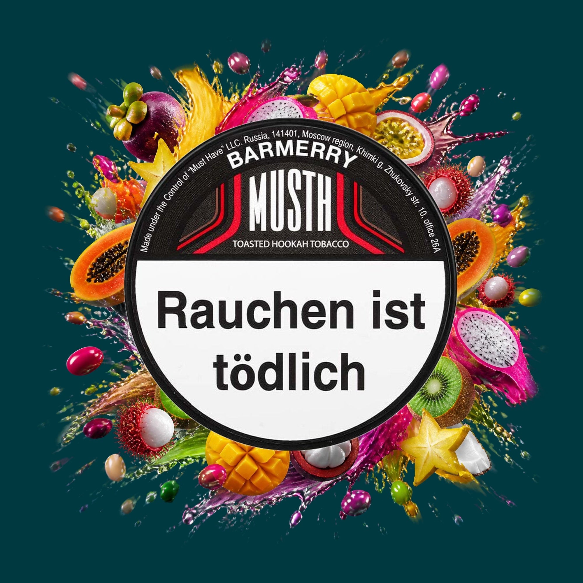 MustH Shisha Tabak Barmerry 125g – Exotische Frucht, Bonbon, Süß, Fruchtig, Exotisch