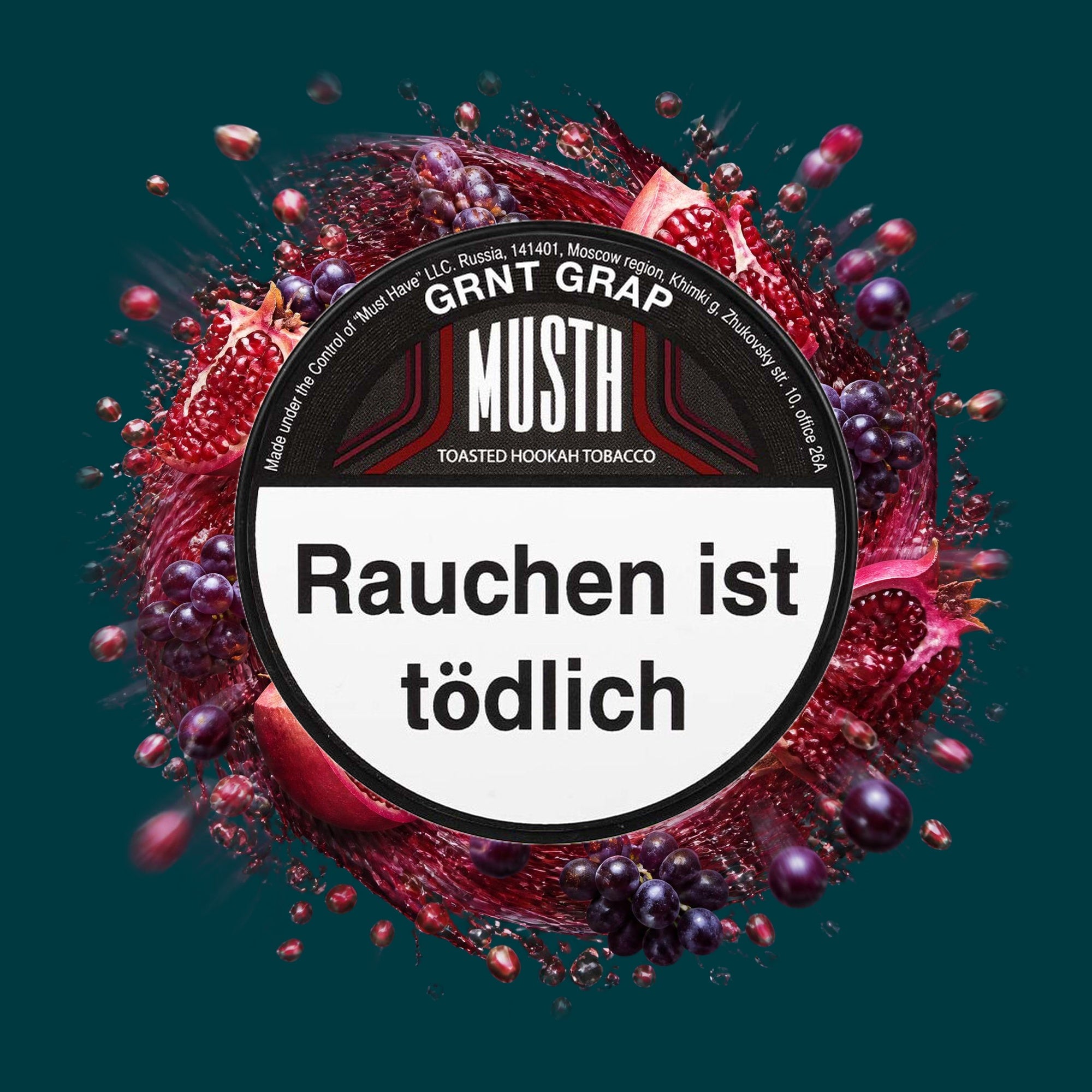 MustH Shisha Tabak Grnt Grap 125g – Fruchtig, Granatapfel, Traube