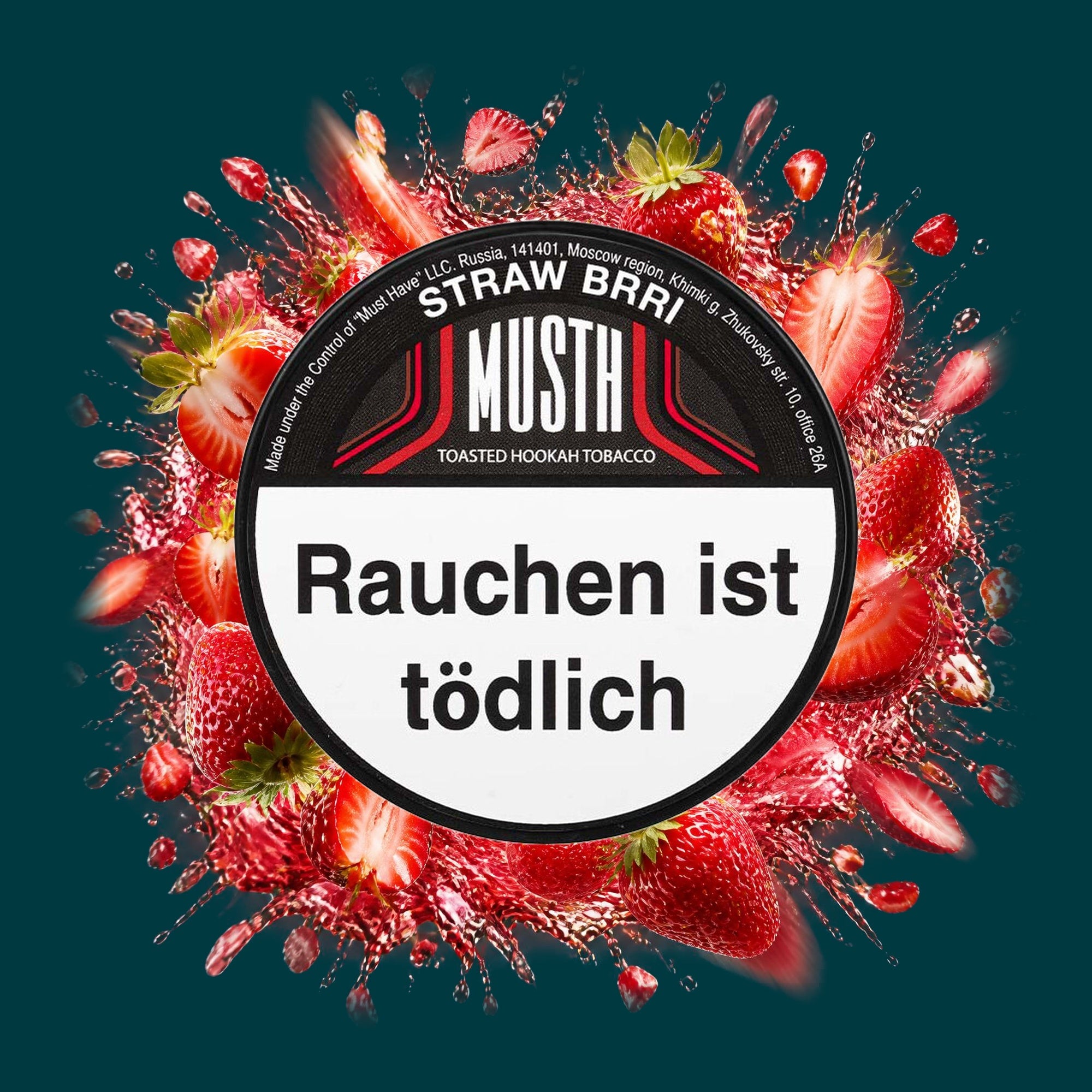 MustH Shisha Tabak Straw Brri 125g – Erdbeer, Fruchtig, Süß