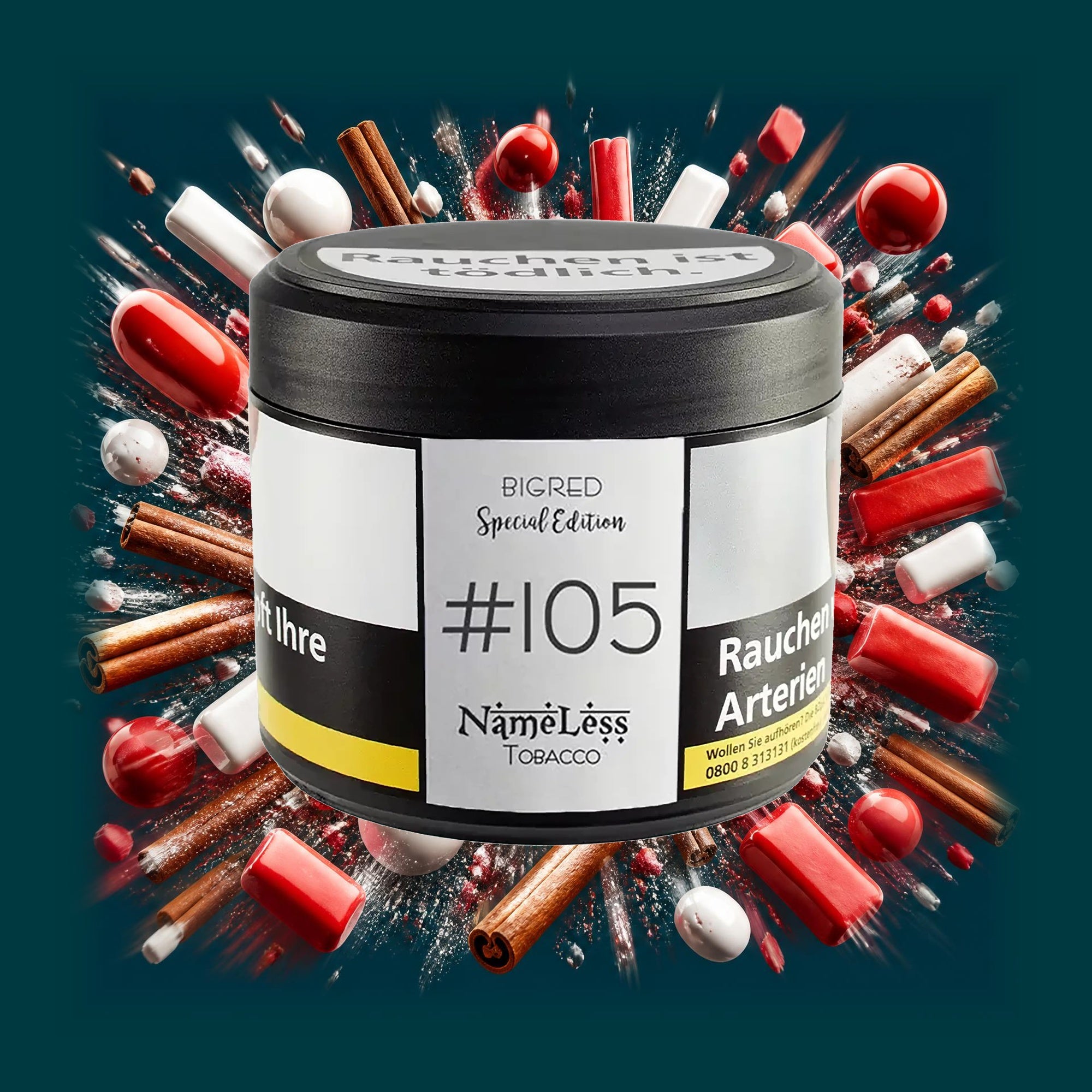 Nameless Shisha Tabak Big Red 200g – Kaugummi, Zimt