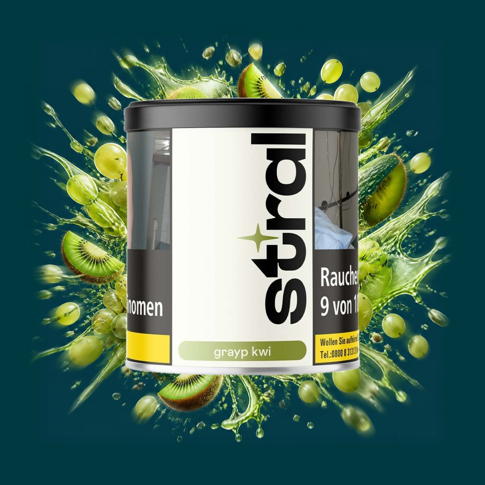 Stral Shisha Tabak Grayp Kwi 200g – Weiße Traube, Kiwi