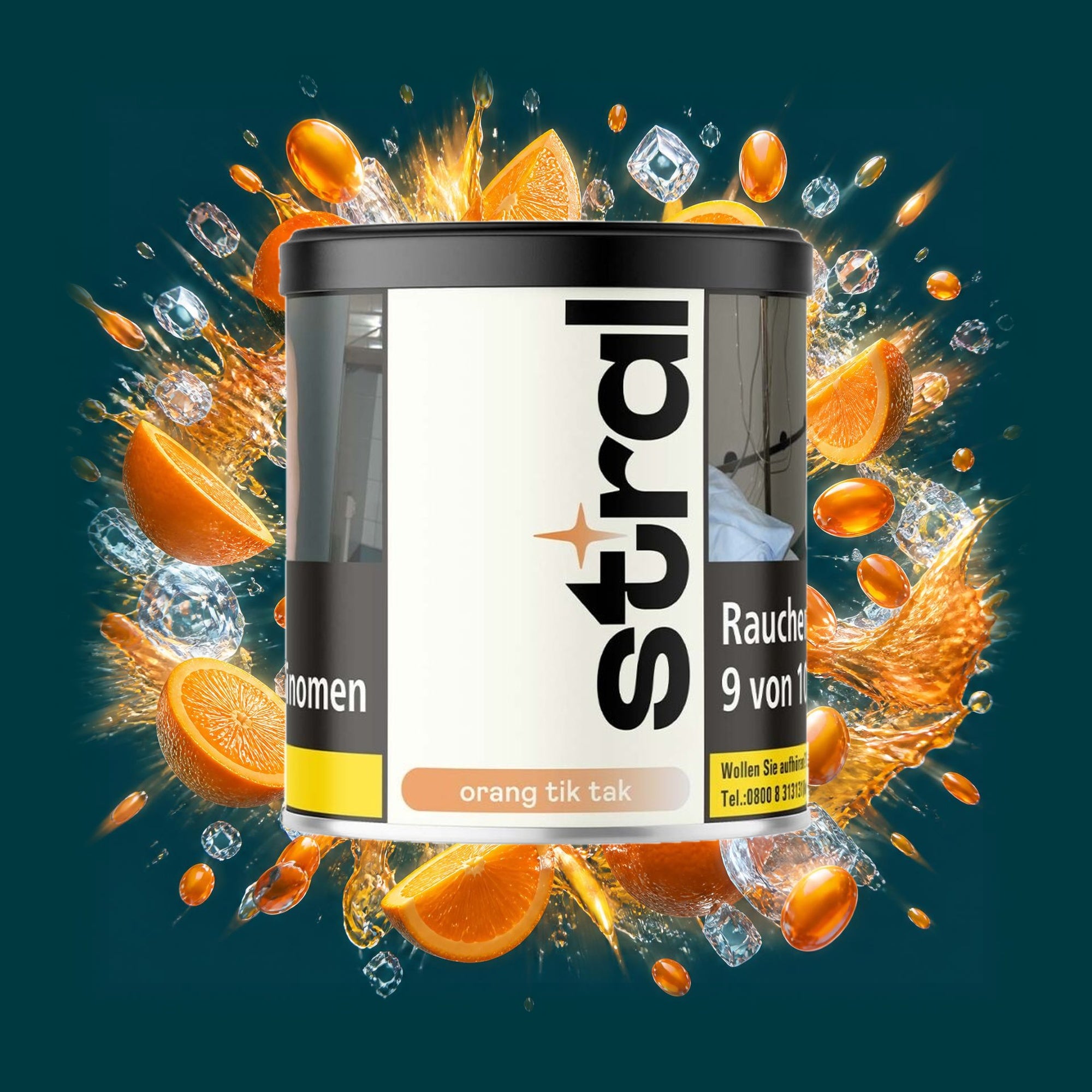 Stral Shisha Tabak Orang Tik Tak 200g – Orange, Bonbon, Ice