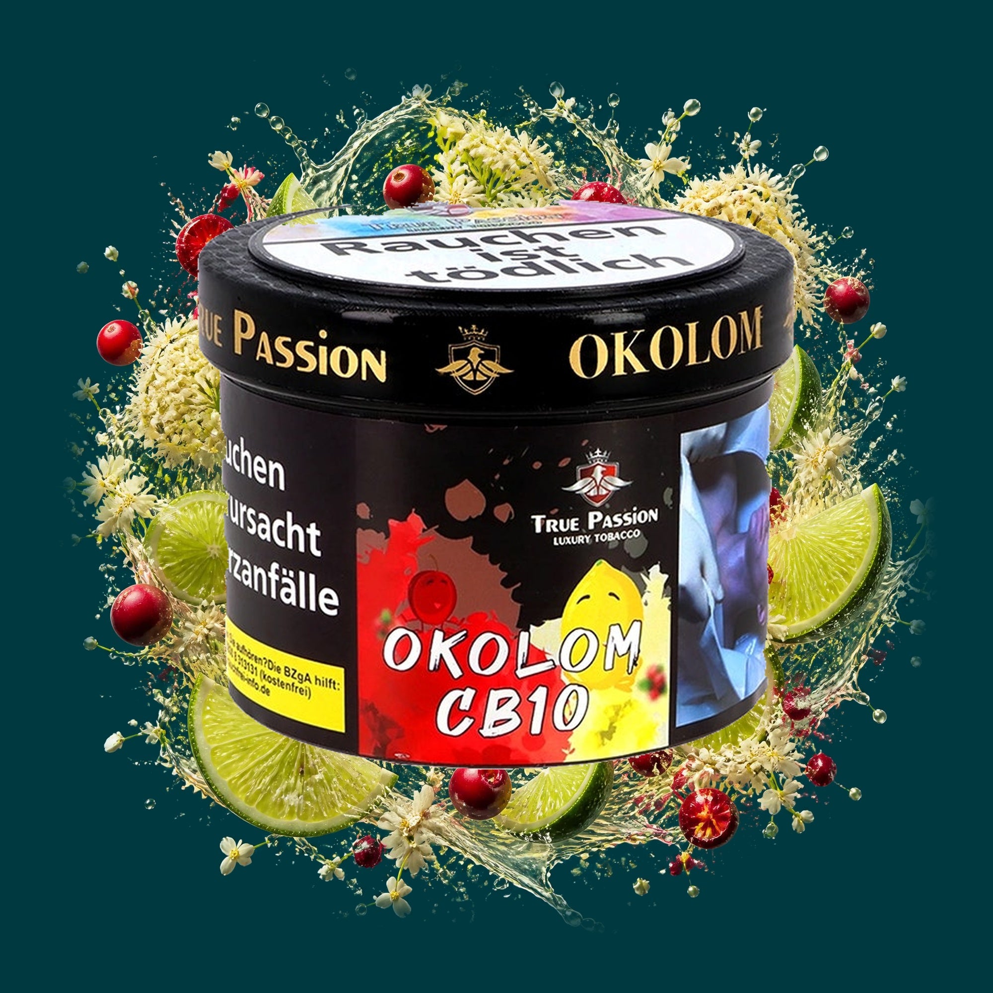 True Passion Shisha Tabak Okolom CB10 200g – Limette, Holunder, Cranberry