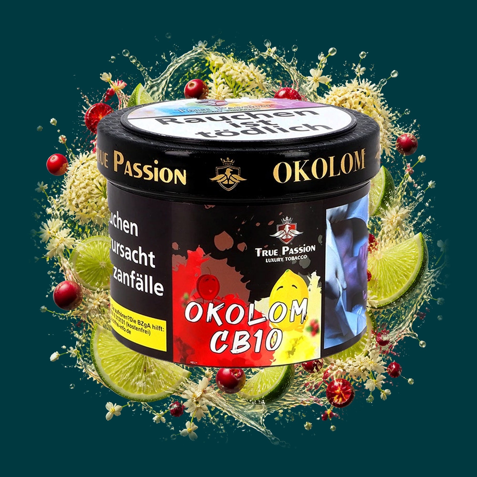 True Passion Shisha Tabak Okolom CB10 200g – Limette, Holunder, Cranberry