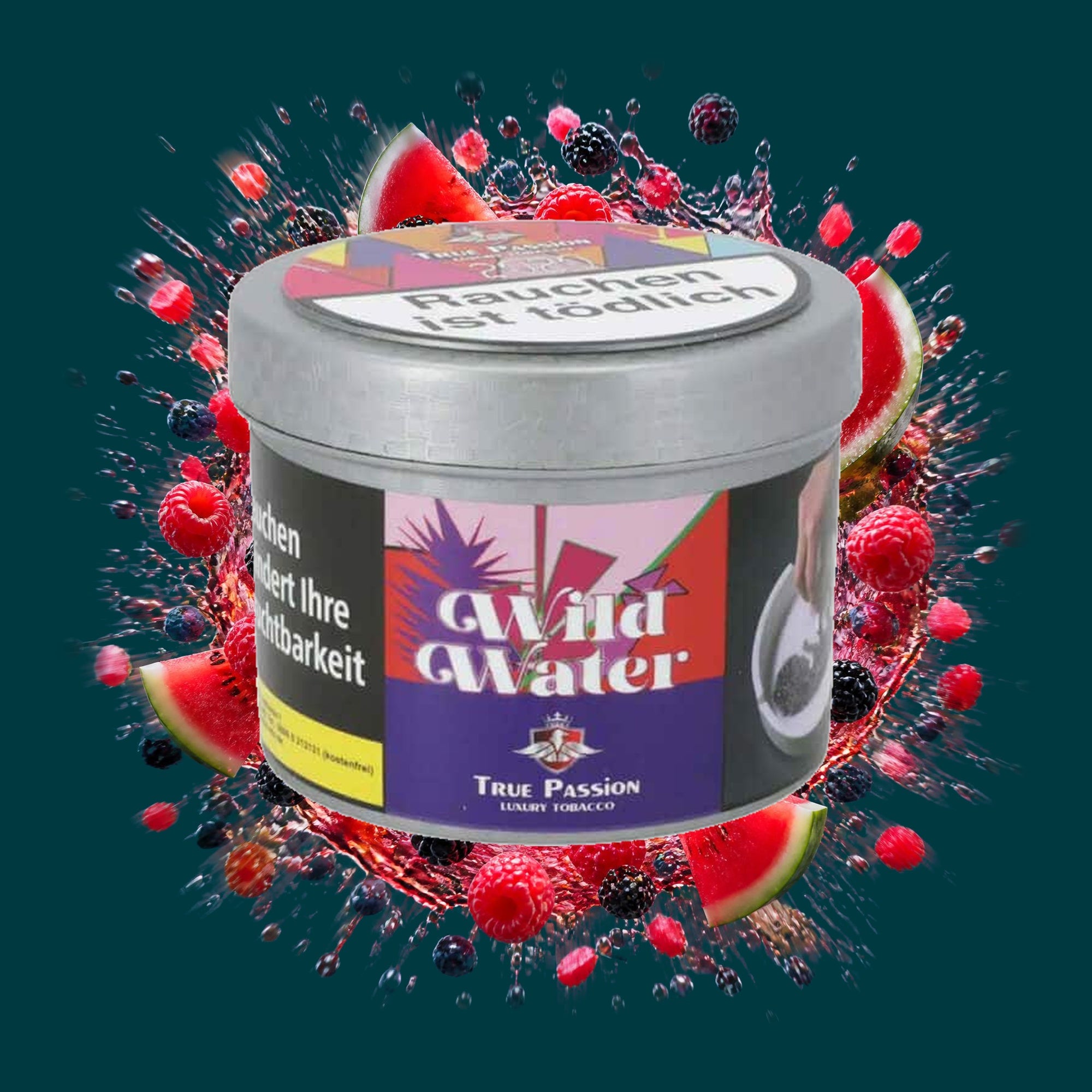 True Passion Shisha Tabak Wild Water 200g – Beeren, Fruchtig, Himbeere, Süß, Waldbeeren, Wassermelone