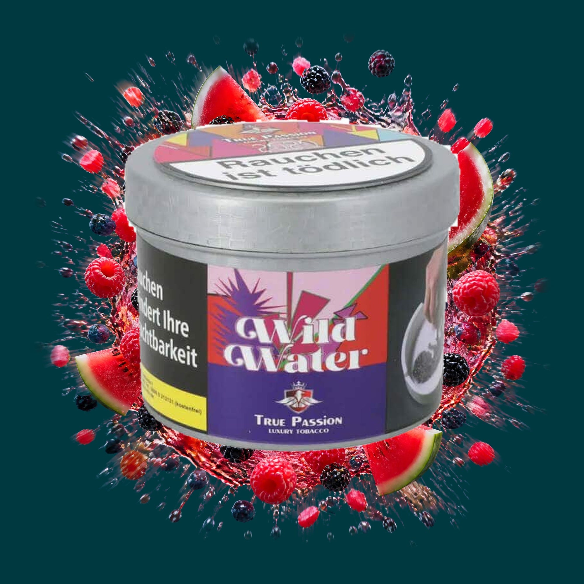 True Passion Shisha Tabak Wild Water 200g – Beeren, Fruchtig, Himbeere, Süß, Waldbeeren, Wassermelone